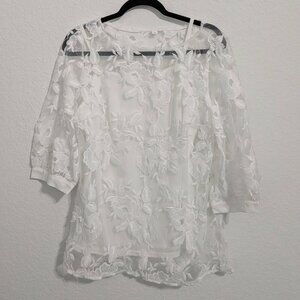 Women's Floral Sheer Long Sleeve Top w/ Tank NWOT (Size Medium)